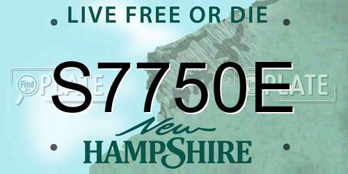 S7750E New Hampshire License Plate