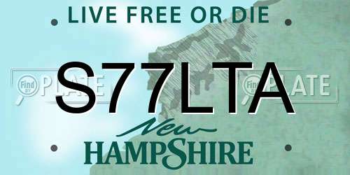S77LTA New Hampshire License Plate