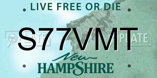 S77VMT New Hampshire License Plate