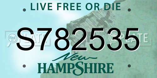 S782535 New Hampshire License Plate