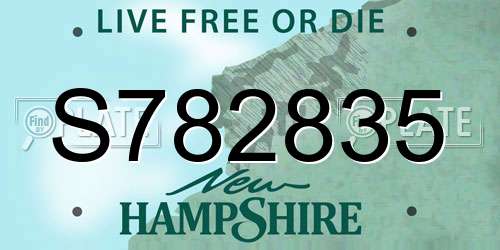 S782835 New Hampshire License Plate