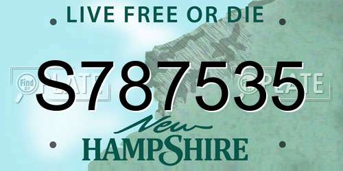 S787535 New Hampshire License Plate