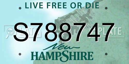 S788747 New Hampshire License Plate