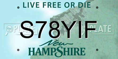 S78YIF New Hampshire License Plate