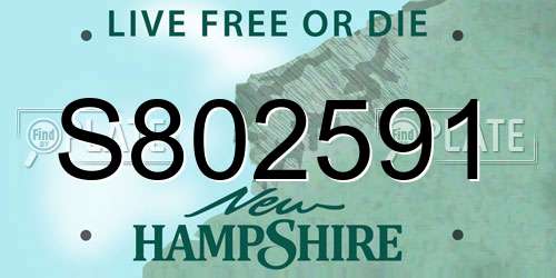 S802591 New Hampshire License Plate