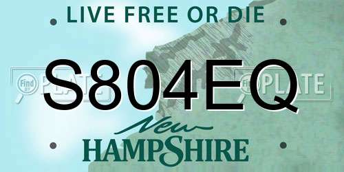 S804EQ New Hampshire License Plate