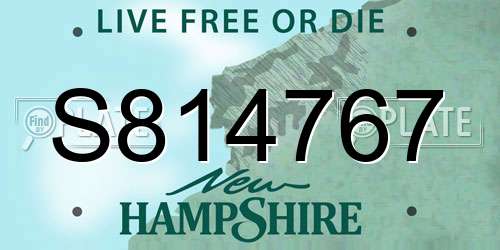 S814767 New Hampshire License Plate