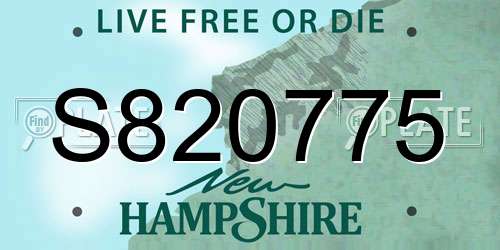 S820775 New Hampshire License Plate