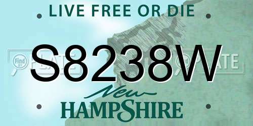 S8238W New Hampshire License Plate