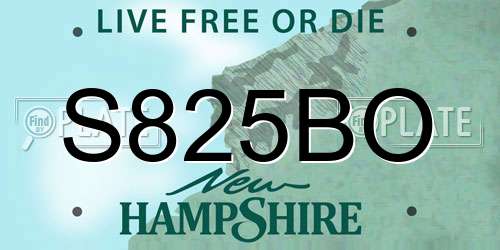 S825BO New Hampshire License Plate