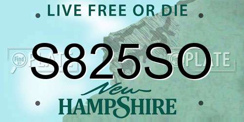 S825SO New Hampshire License Plate