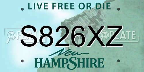 S826XZ New Hampshire License Plate