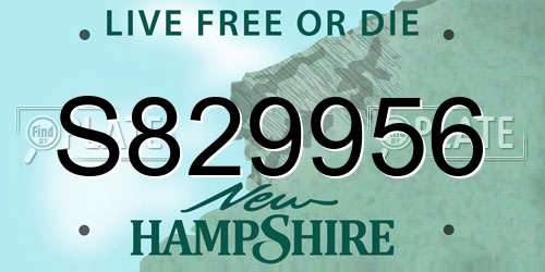 S829956 New Hampshire License Plate