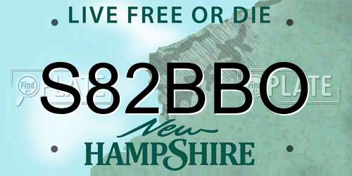 S82BBO New Hampshire License Plate