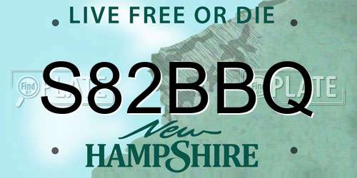 S82BBQ New Hampshire License Plate