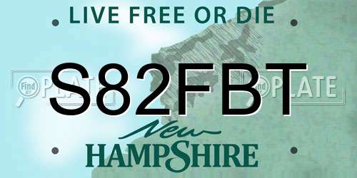S82FBT New Hampshire License Plate