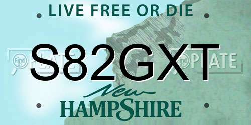 S82GXT New Hampshire License Plate