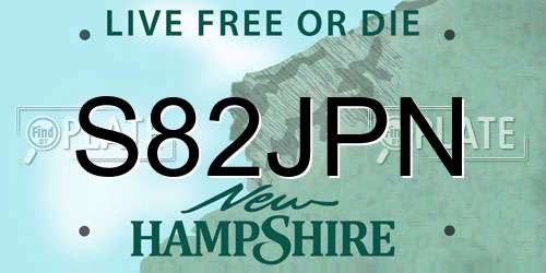 S82JPN New Hampshire License Plate