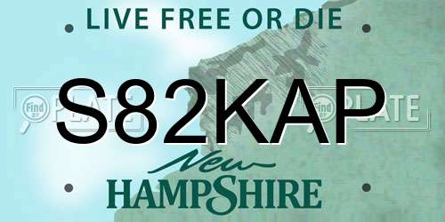 S82KAP New Hampshire License Plate