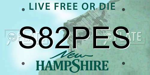 S82PES New Hampshire License Plate