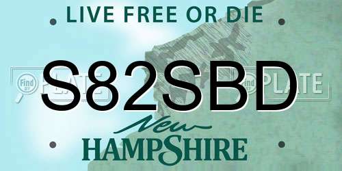 S82SBD New Hampshire License Plate