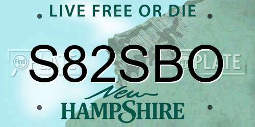 S82SBO New Hampshire License Plate