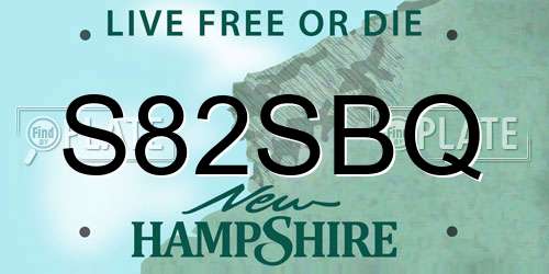 S82SBQ New Hampshire License Plate