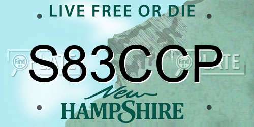 S83CCP New Hampshire License Plate