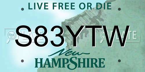 S83YTW New Hampshire License Plate