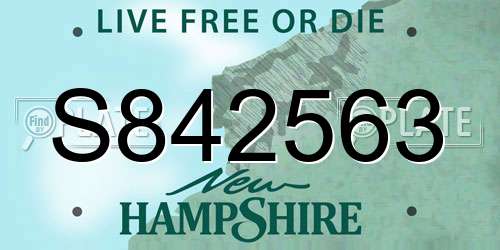 S842563 New Hampshire License Plate