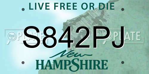 S842PJ New Hampshire License Plate