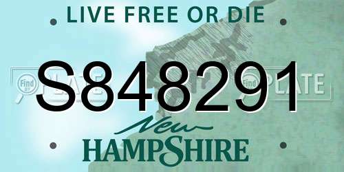 S848291 New Hampshire License Plate