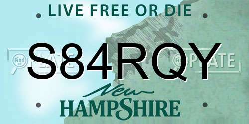 S84RQY New Hampshire License Plate