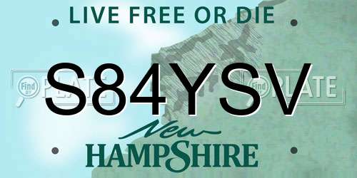 S84YSV New Hampshire License Plate