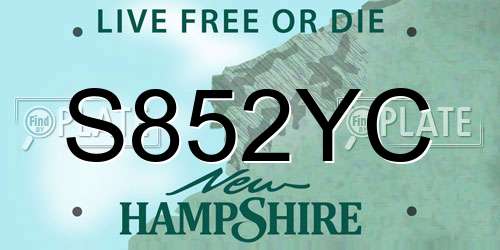 S852YC New Hampshire License Plate