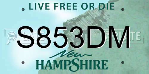 S853DM New Hampshire License Plate