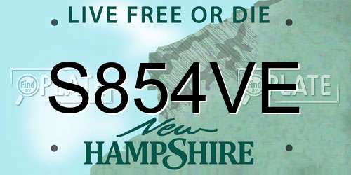 S854VE New Hampshire License Plate