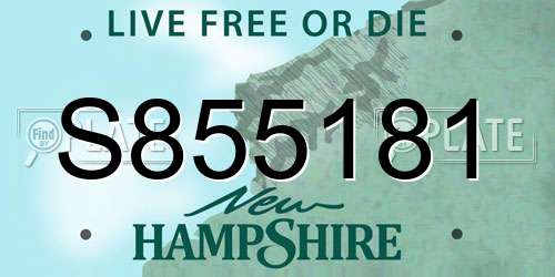 S855181 New Hampshire License Plate