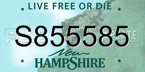 S855585 New Hampshire License Plate