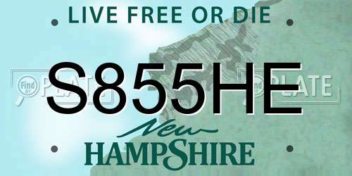 S855HE New Hampshire License Plate