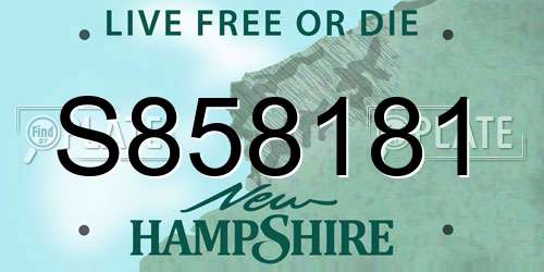 S858181 New Hampshire License Plate