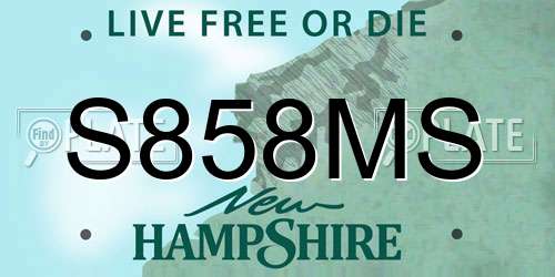 S858MS New Hampshire License Plate