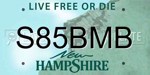 S85BMB New Hampshire License Plate