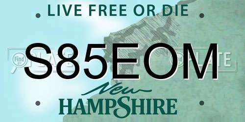 S85EOM New Hampshire License Plate