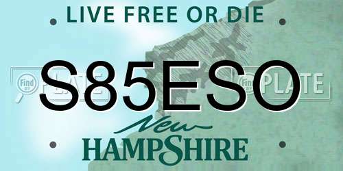 S85ESO New Hampshire License Plate