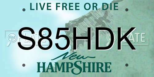 S85HDK New Hampshire License Plate