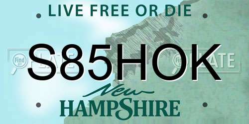 S85HOK New Hampshire License Plate