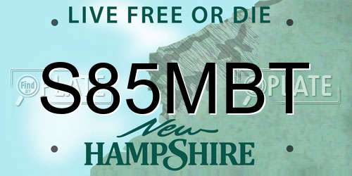 S85MBT New Hampshire License Plate