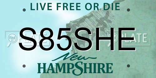 S85SHE New Hampshire License Plate