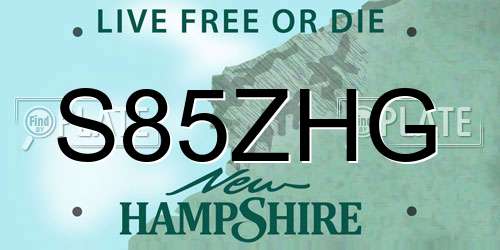 S85ZHG New Hampshire License Plate